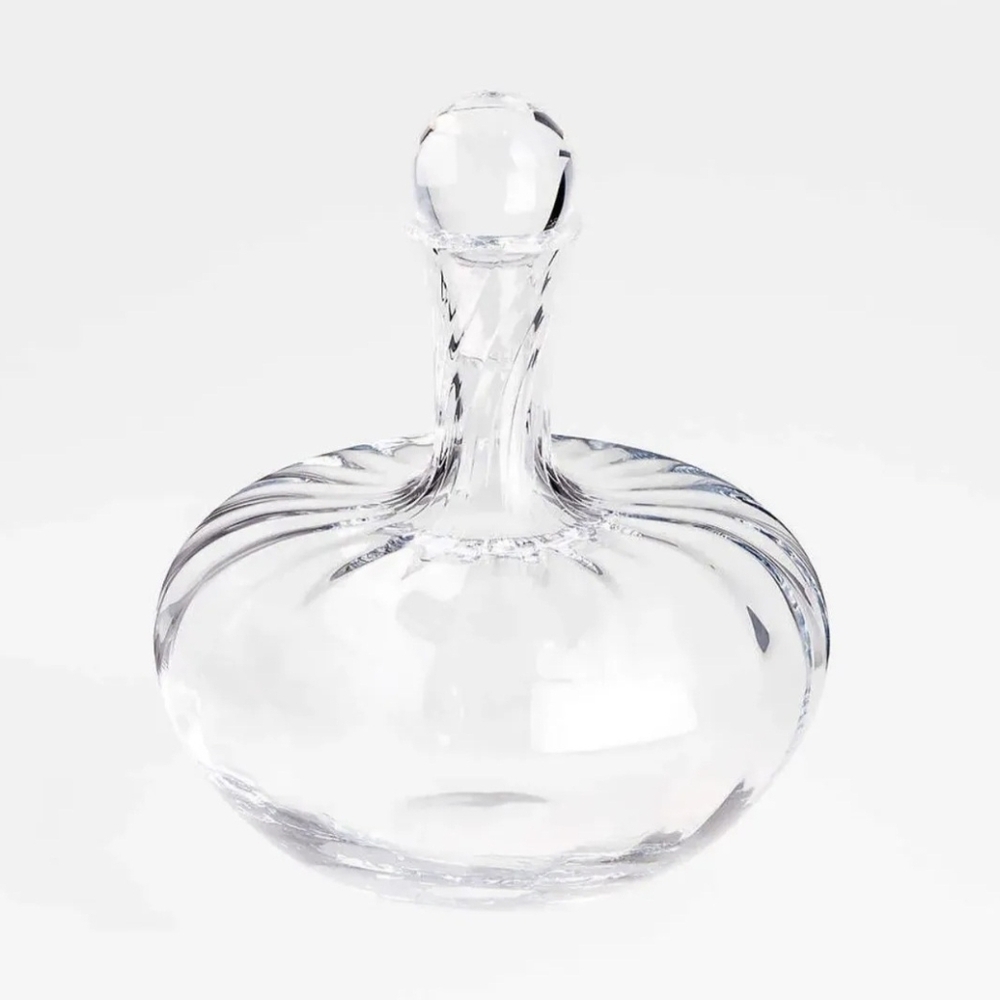Crate & Barrel Lucia Swirled Glass Decanter, NEW